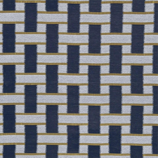 HARLEQUIN Saki Weave Fabric Indigo/Ochre  - HMOS131352