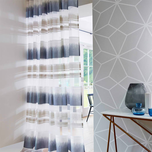 HARLEQUIN Kamida Fabric Stripes Ink,Pewter   - HMVO132799