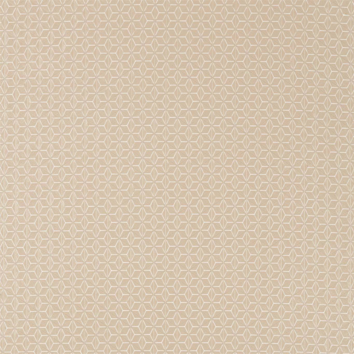 Beige fabric with a subtle geometric lattice pattern.