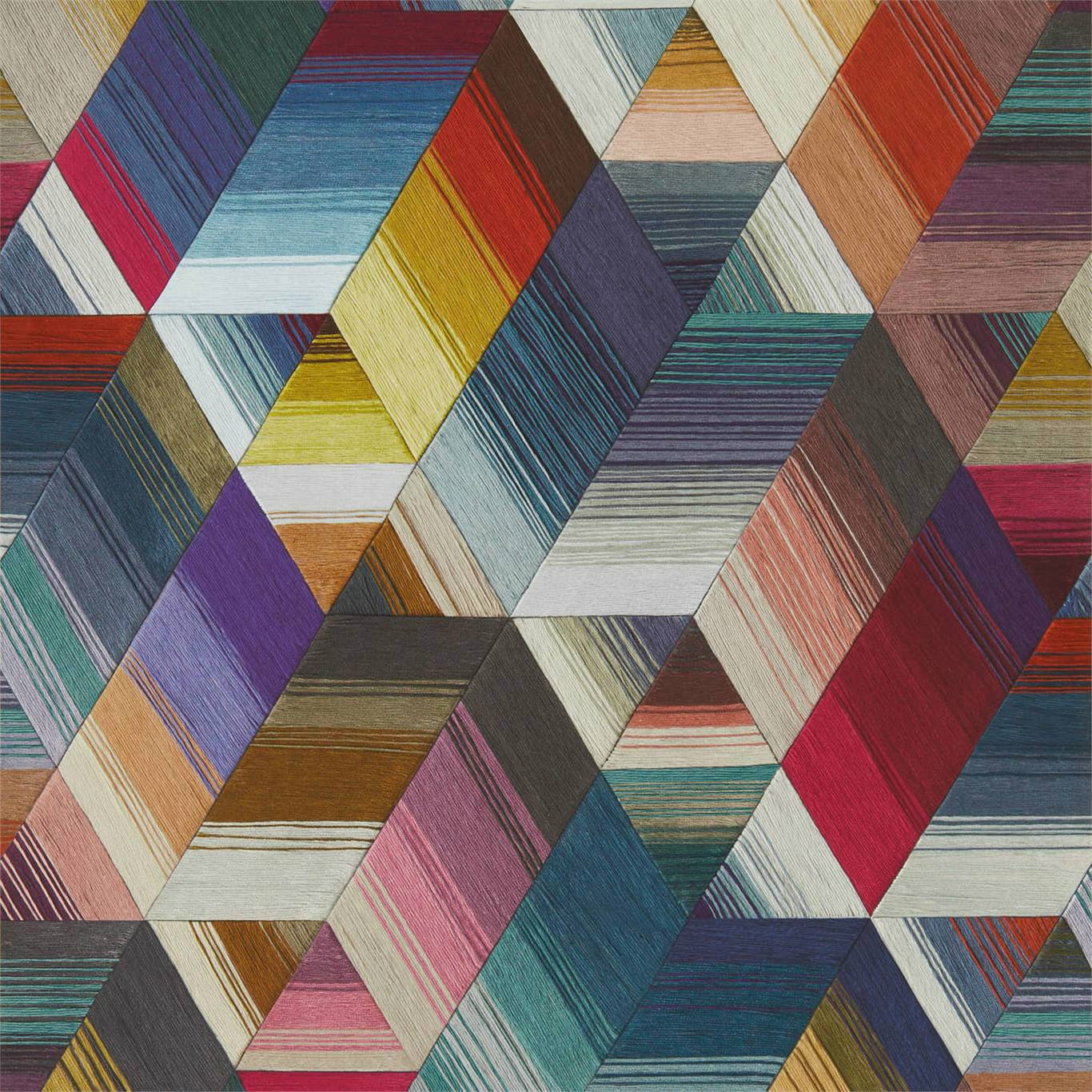 HARLEQUIN Arccos Wallpaper Geometric Cerise,Neptune,Teal  Gravure - Wide Width Printed Wallpaper - HMWF111969