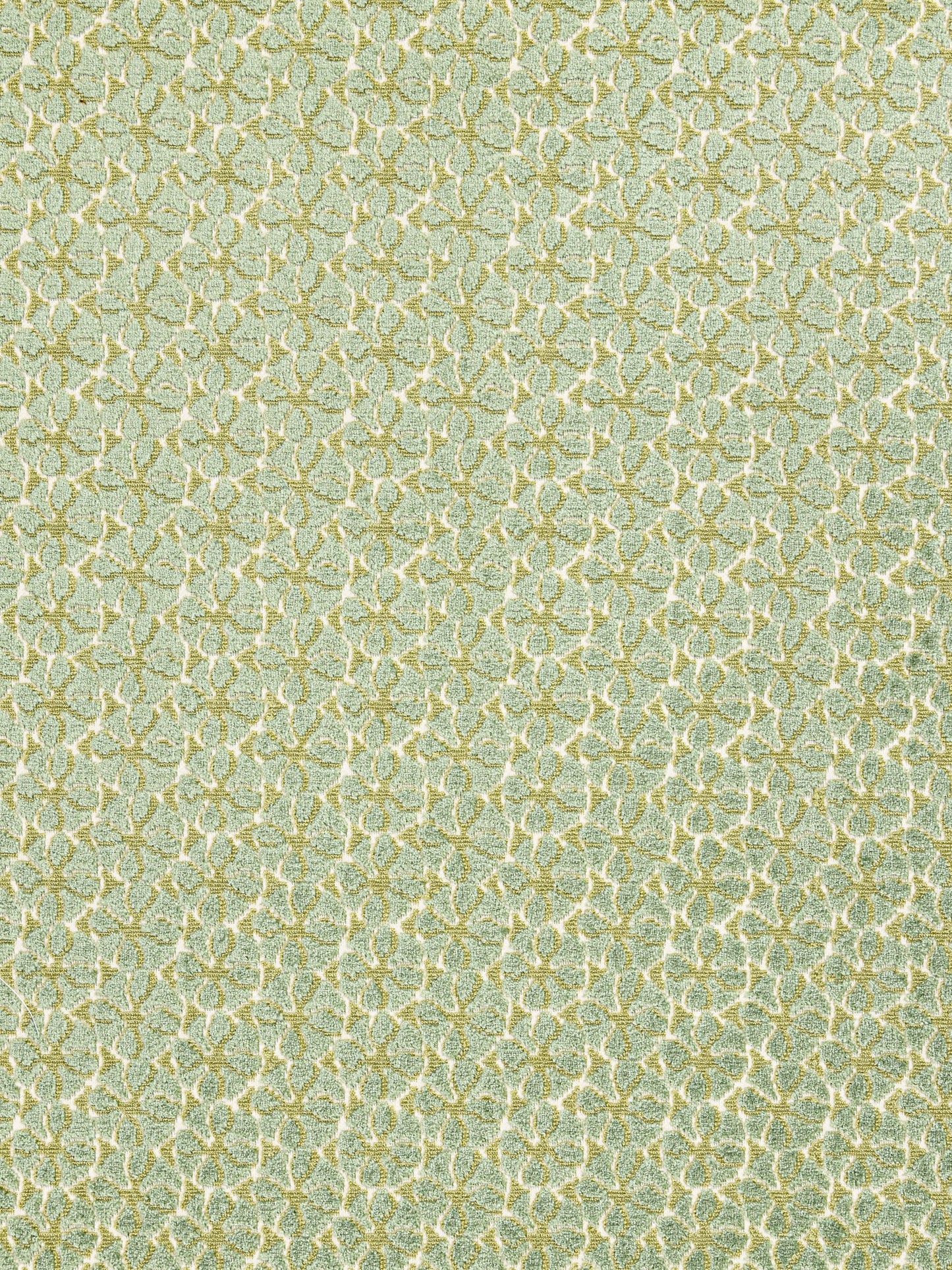 Teal fabric with pale gold leaf-like brocade pattern; shimmering textured textile for upholstery, drapes or cushions.