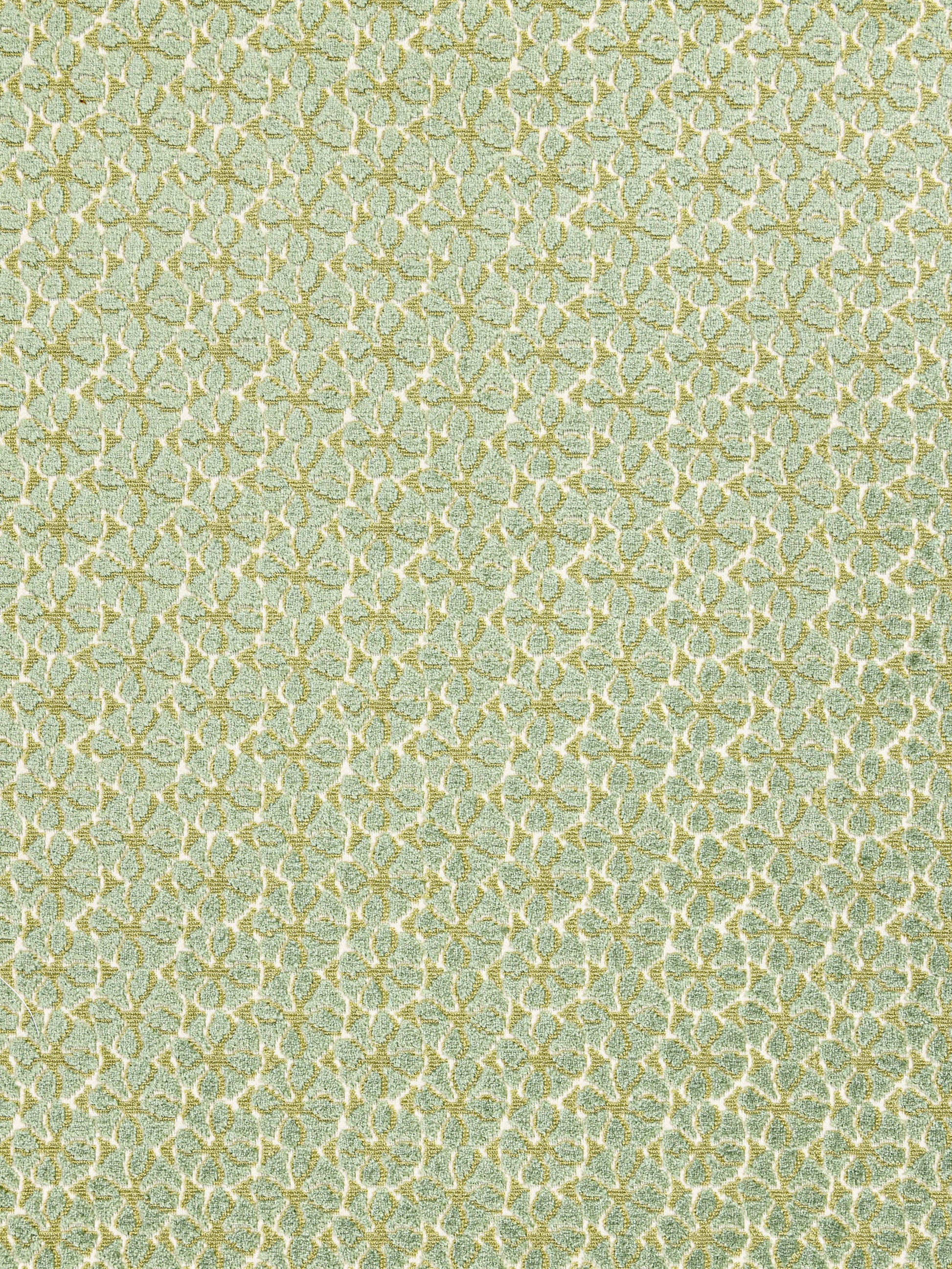 Teal fabric with pale gold leaf-like brocade pattern; shimmering textured textile for upholstery, drapes or cushions.