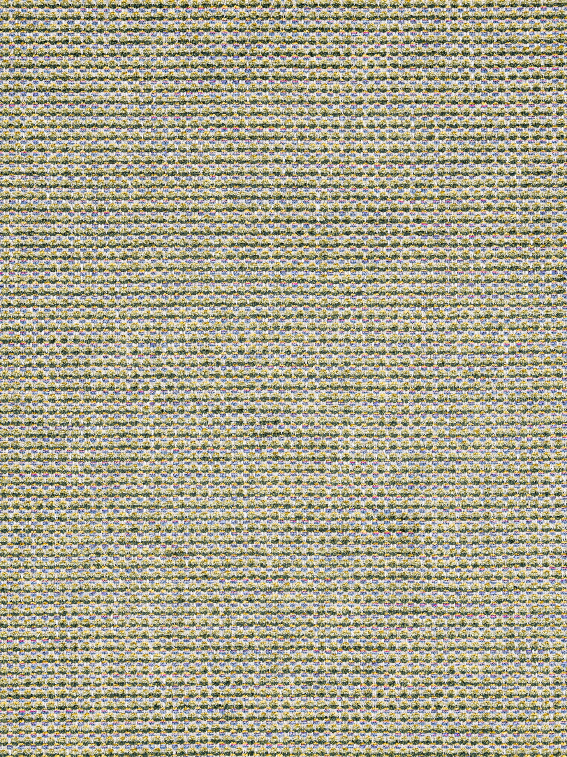 Close-up of a textured woven fabric with beige-gray threads and subtle yellow specks, suitable for upholstery.