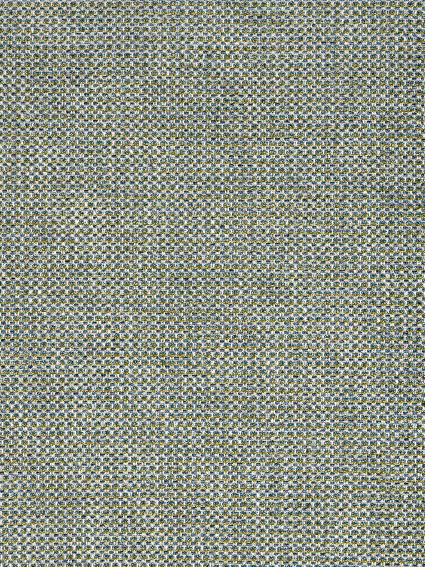 Close-up of grey-green tweed fabric with multicolor flecks, woven texture suitable for jackets or upholstery.