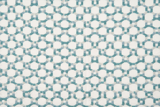 SCALAMANDRE  ISLAND TRELLIS FABRIC AQUA   - HN 000642014