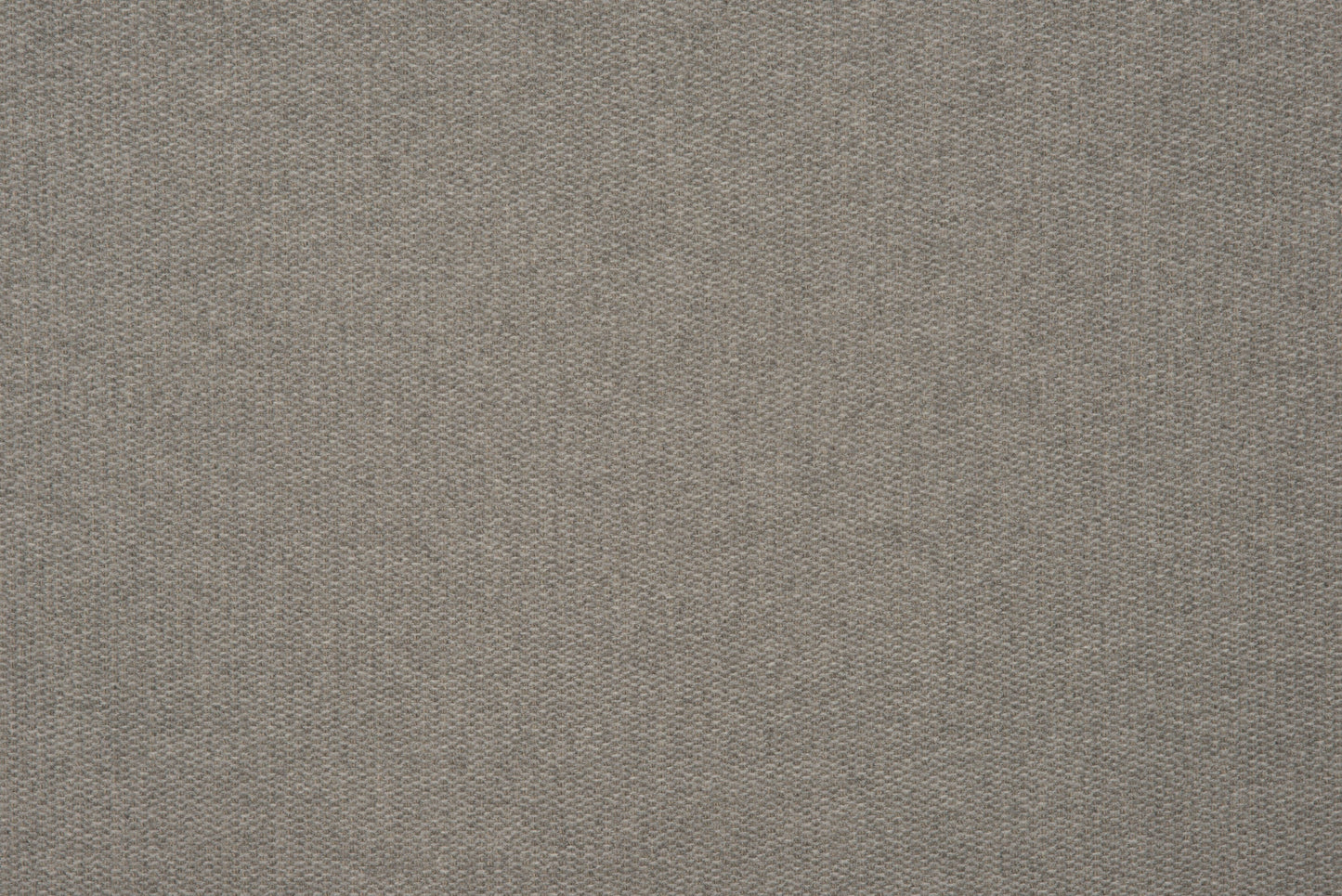 Grey textured woven upholstery fabric close-up with a linen-like appearance and tight weave.