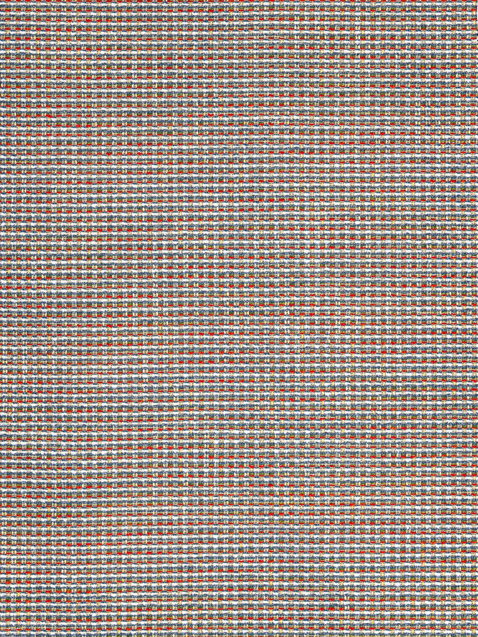 Woven fabric swatch in orange and gray-blue threads with a tight grid pattern; suitable for upholstery or apparel.