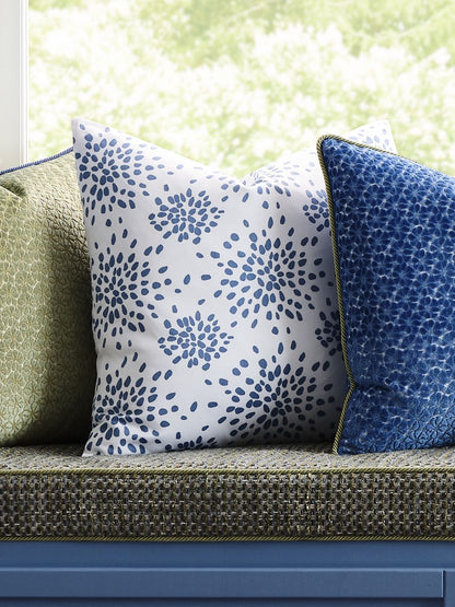 SCALAMANDRE  FIREWORKS COTTON PRINT FABRIC BLUE ON WHITE   - HN 000BF1020 NEW SKU # HNF1020000B