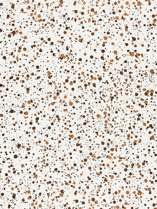 SCALAMANDRE OUTLET  FABRIC SPATTER COTTON PRINT  FABRIC BROWN ON WHITE   - HN 000CF0153 NEW SKU # HNF0153000C