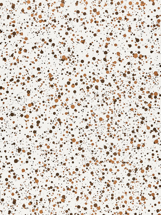 SCALAMANDRE OUTLET  FABRIC SPATTER COTTON PRINT  FABRIC BROWN ON WHITE   - HN 000CF0153