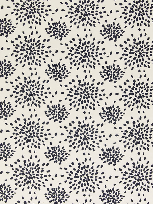 SCALAMANDRE  FIREWORKS COTTON PRINT FABRIC BLACK ON OFF-WHITE   - HN 000EF1020