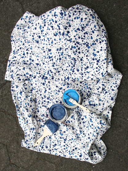 SCALAMANDRE  SPATTER COTTON PRINT FABRIC NAVY ON WHITE   - HN 000NF0153 NEW SKU # HNF0153000N