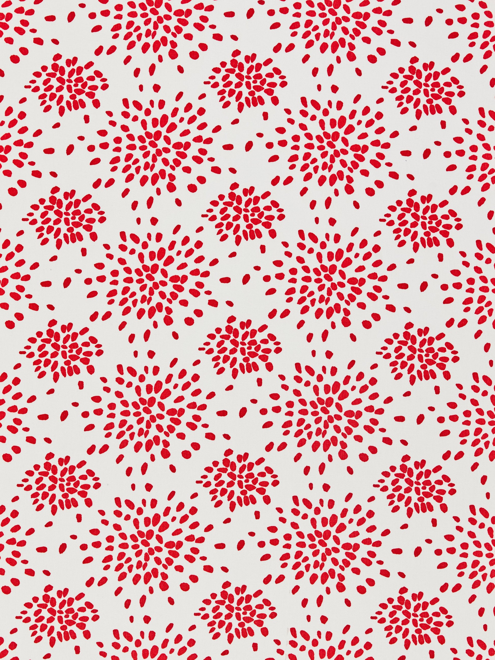 SCALAMANDRE  FIREWORKS COTTON PRINT FABRIC RED ON WHITE   - HN 000RF1020