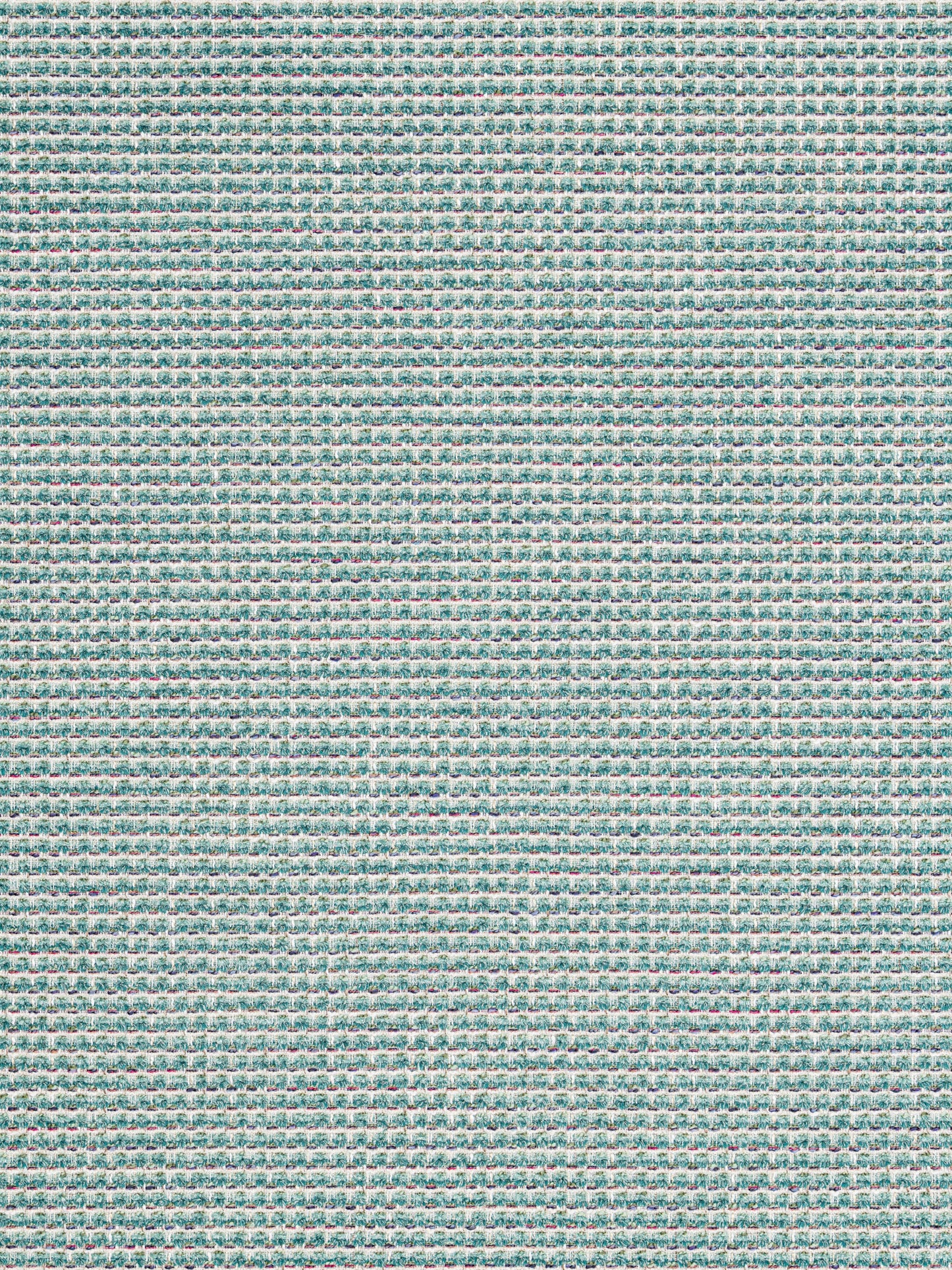 Seafoam teal and ivory woven fabric with fine horizontal rib texture; versatile for upholstery or garments.