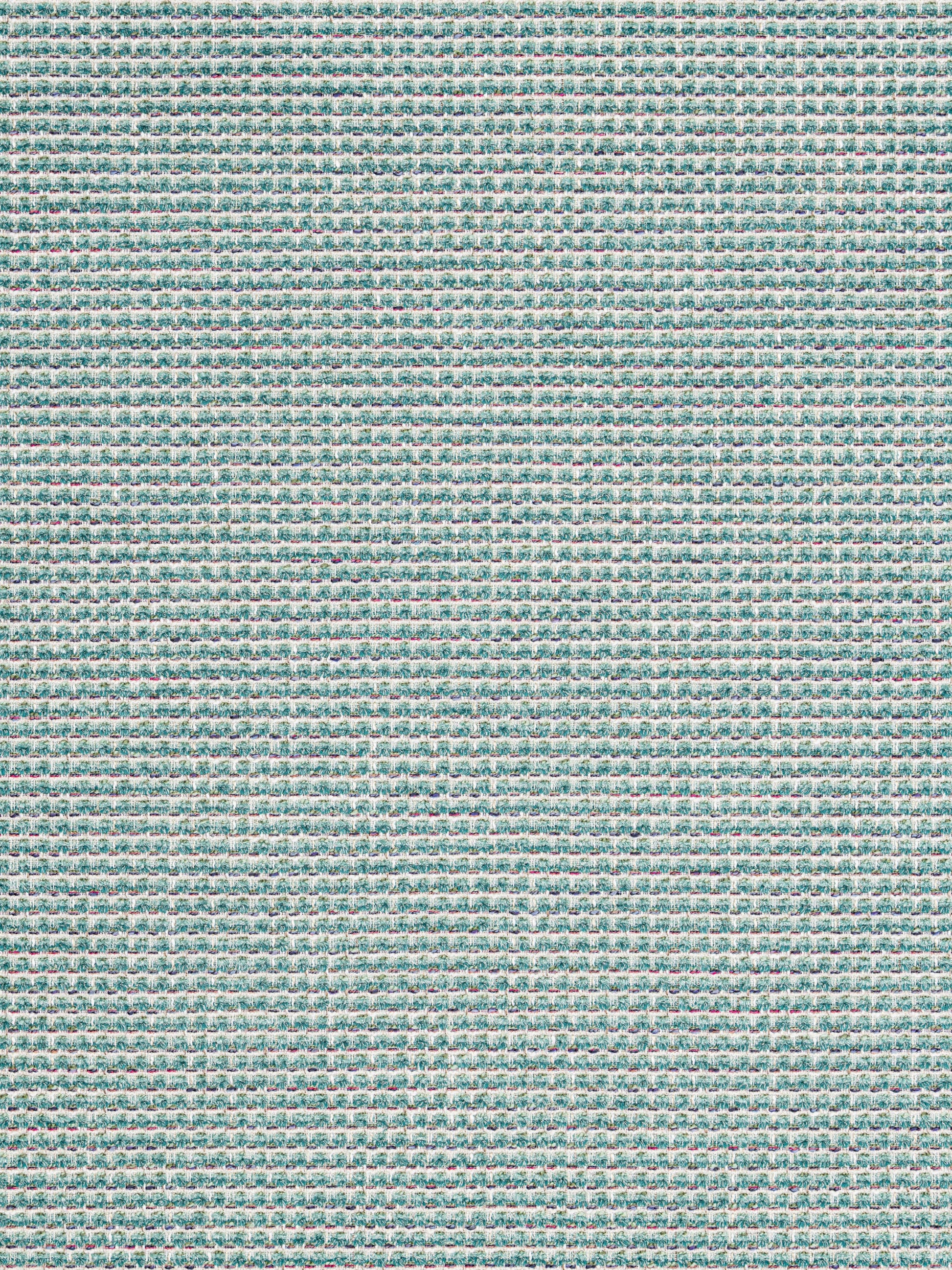 Seafoam teal and ivory woven fabric with fine horizontal rib texture; versatile for upholstery or garments.