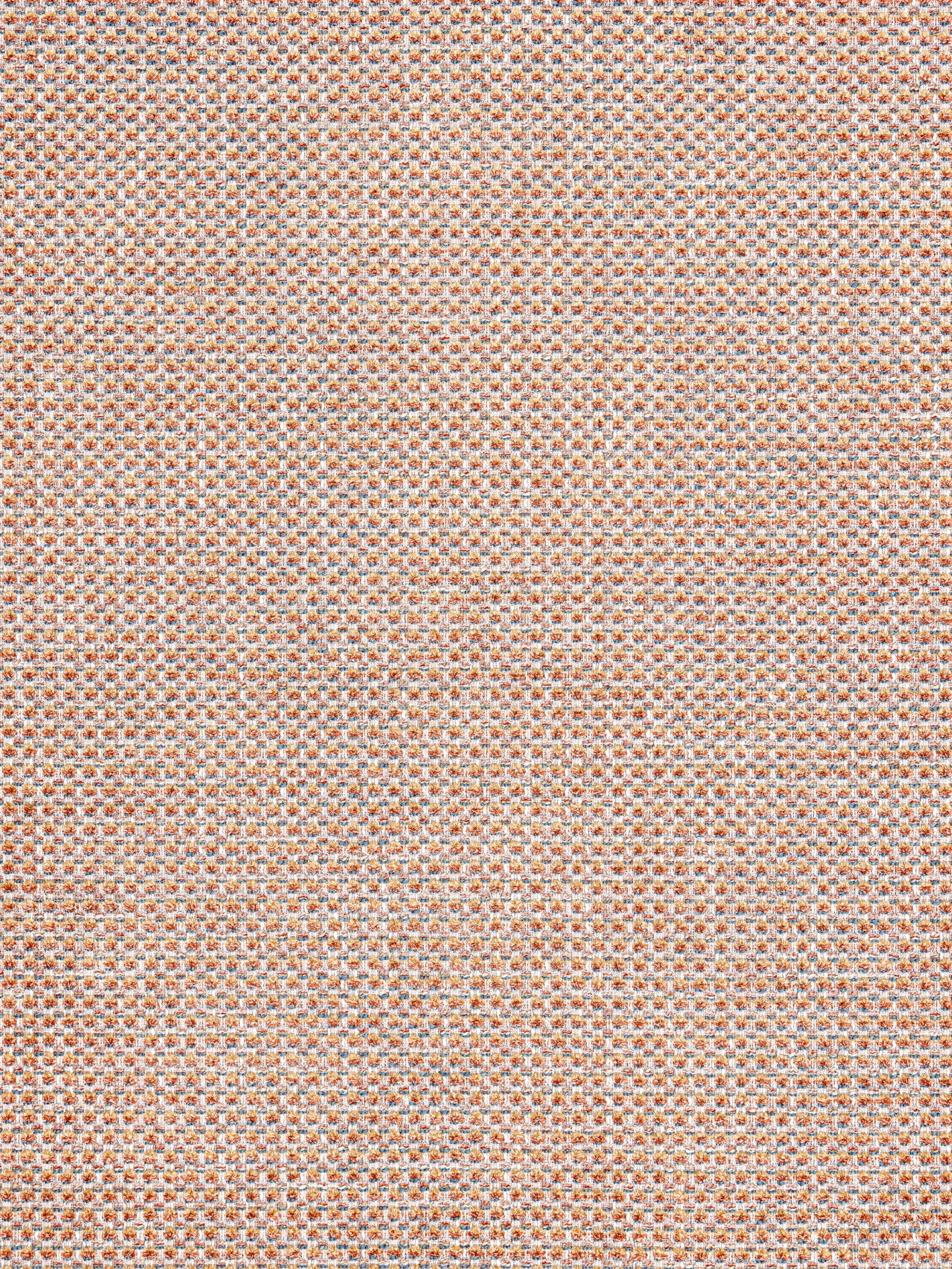 Close-up of orange and white micro-check woven fabric with a textured, grid-like pattern.