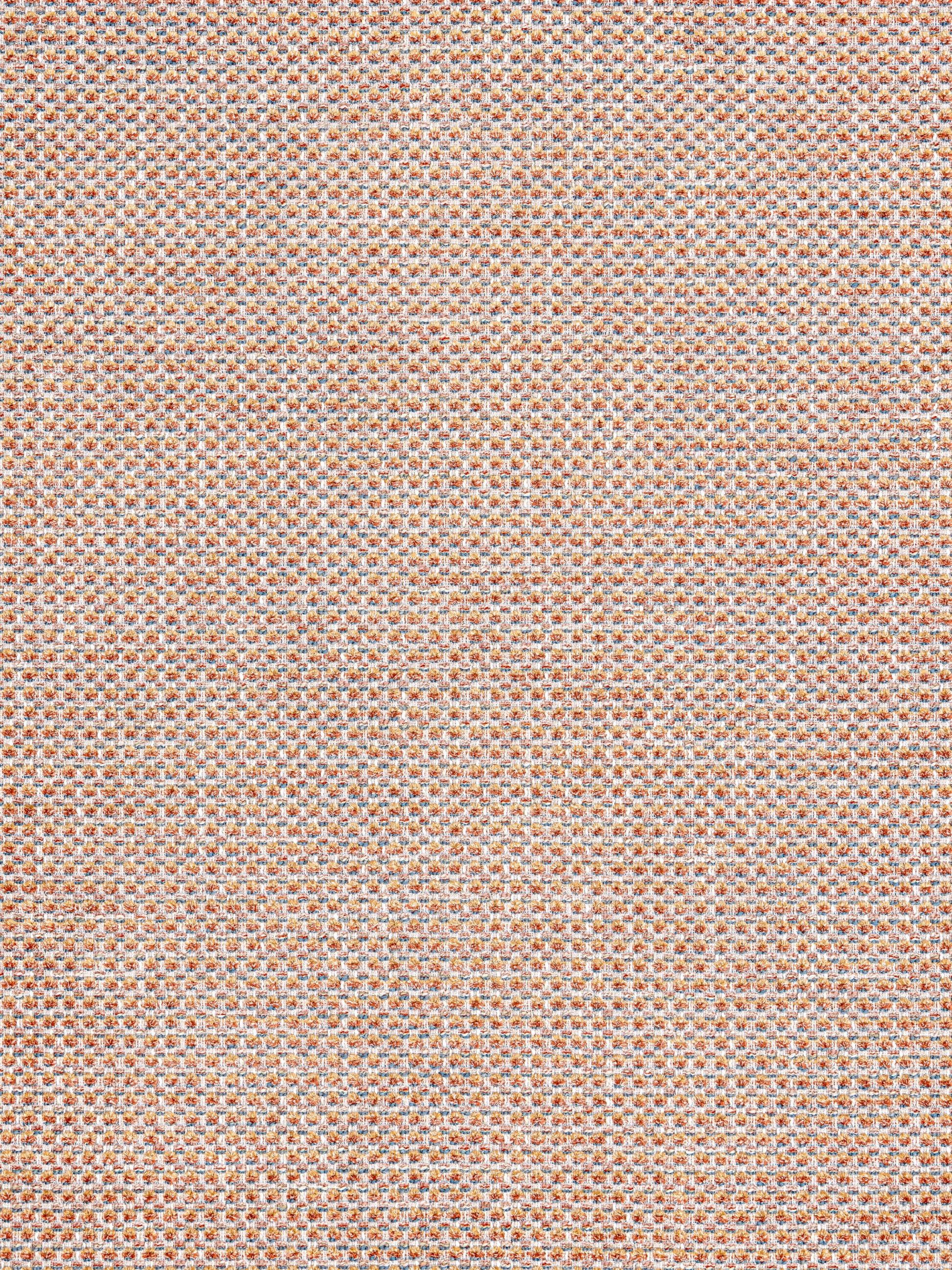 Close-up of orange and white micro-check woven fabric with a textured, grid-like pattern.