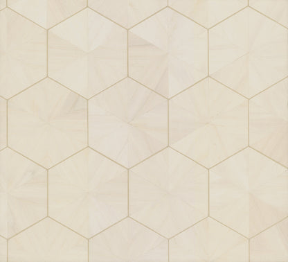 York Wallcoverings Grasscloth and Natural Resource Hexagram Wood Veneer Ivory Wallpaper Feature Wall Wood Veneer Whites and Off-Whites   - HO2101GV