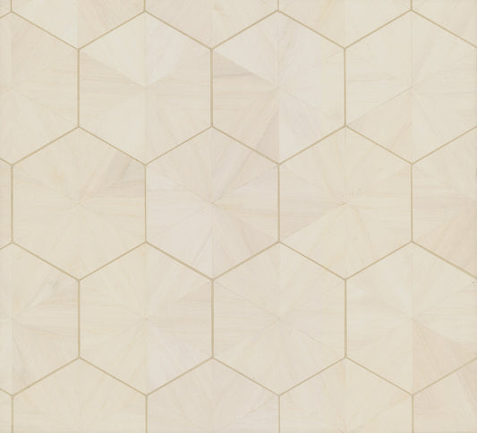York Wallcoverings Grasscloth and Natural Resource Hexagram Wood Veneer Ivory Wallpaper Feature Wall Wood Veneer Whites and Off-Whites   - HO2101GV