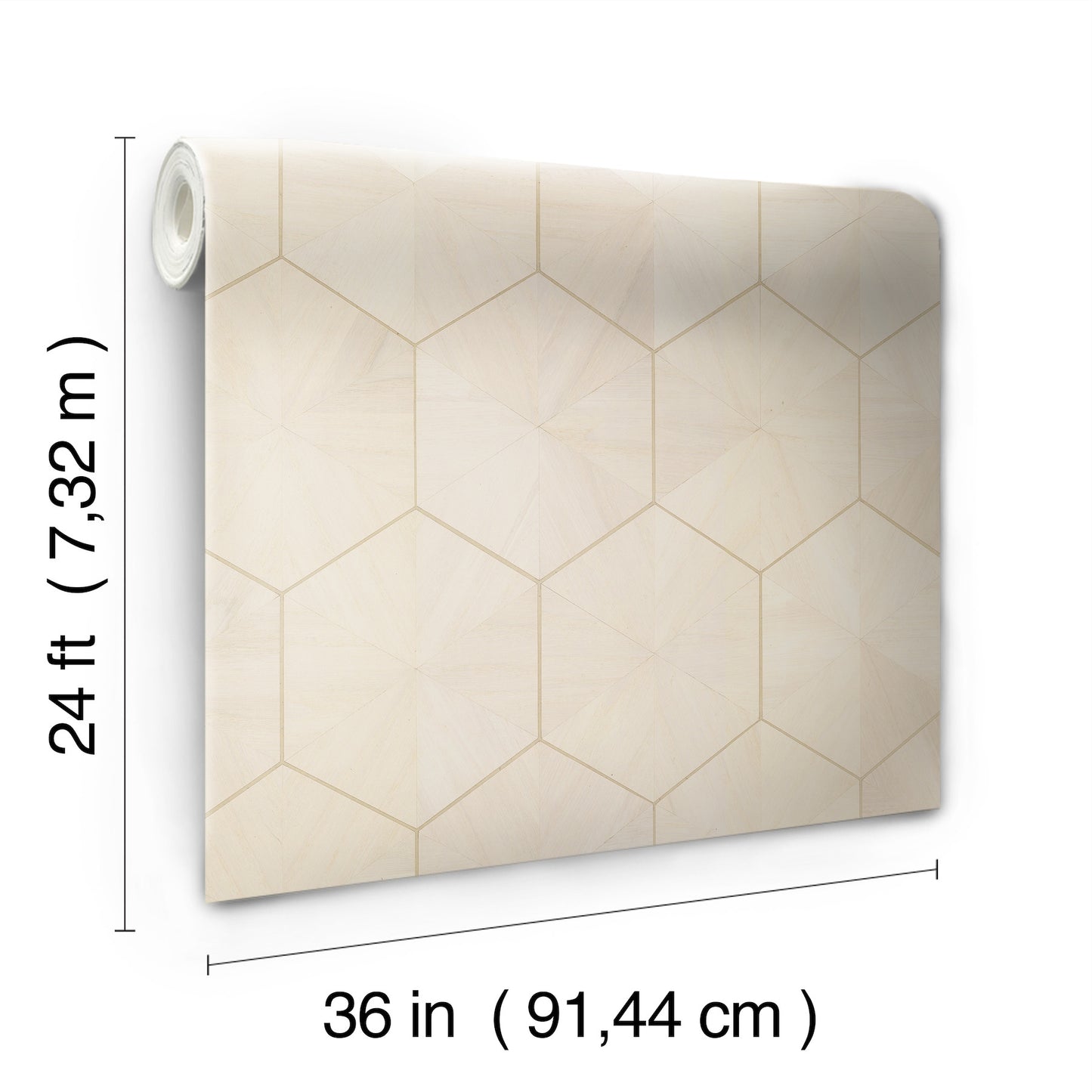 York Wallcoverings Grasscloth and Natural Resource Hexagram Wood Veneer Ivory Wallpaper Feature Wall Wood Veneer Whites and Off-Whites   - HO2101GV