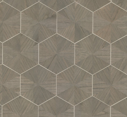York Wallcoverings Traveler Hexagram Wood Veneer Brown Wallpaper  Geometrics Browns   - HO2102