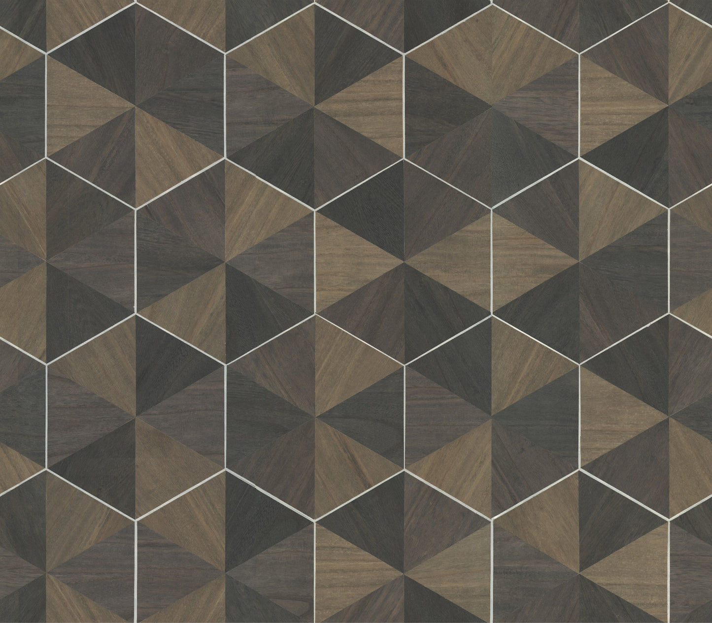 York Wallcoverings Grasscloth and Natural Resource Hexagram Wood Veneer Smoke Wallpaper Feature Wall Wood Veneer Browns   - HO2103GV