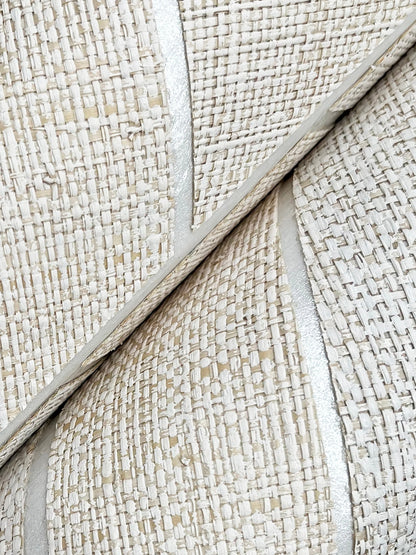 York Wallcoverings Grasscloth and Natural Resource Atelier Herringbone White Wallpaper Feature Wall Grasscloth Whites and Off-Whites   - HO2108GV