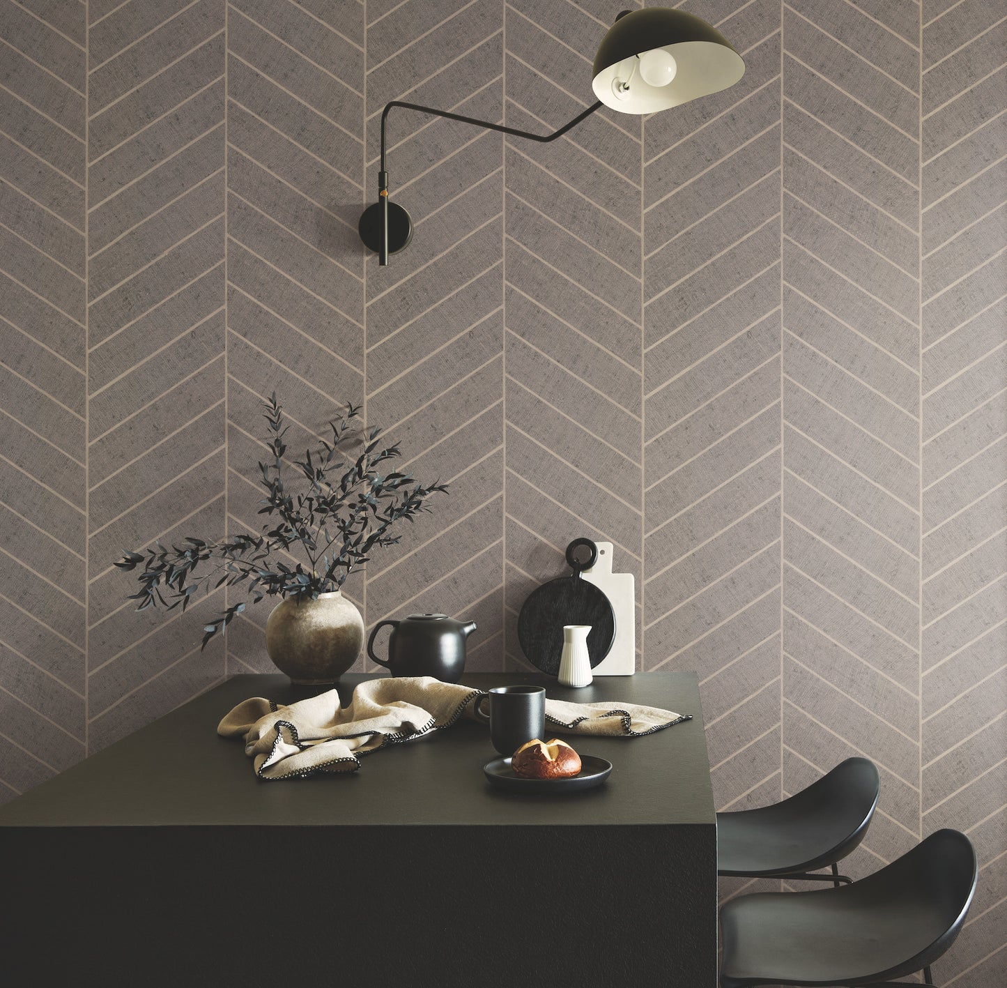 York Wallcoverings Traveler Atelier Herringbone Natural Grey Wallpaper Feature Wall Grasscloth Greys   - HO2110GV