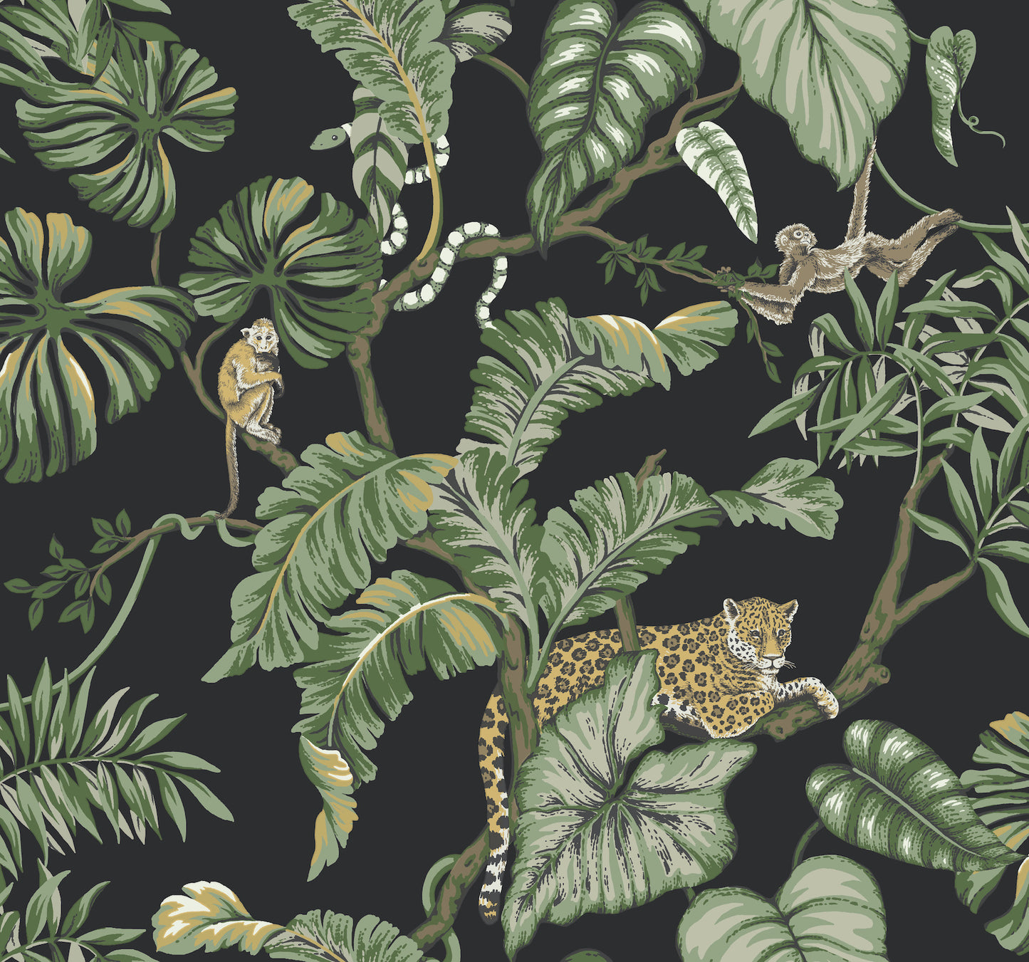 York Wallcoverings Traveler Jungle Cat Black Wallpaper  Animals Blacks   - HO2143