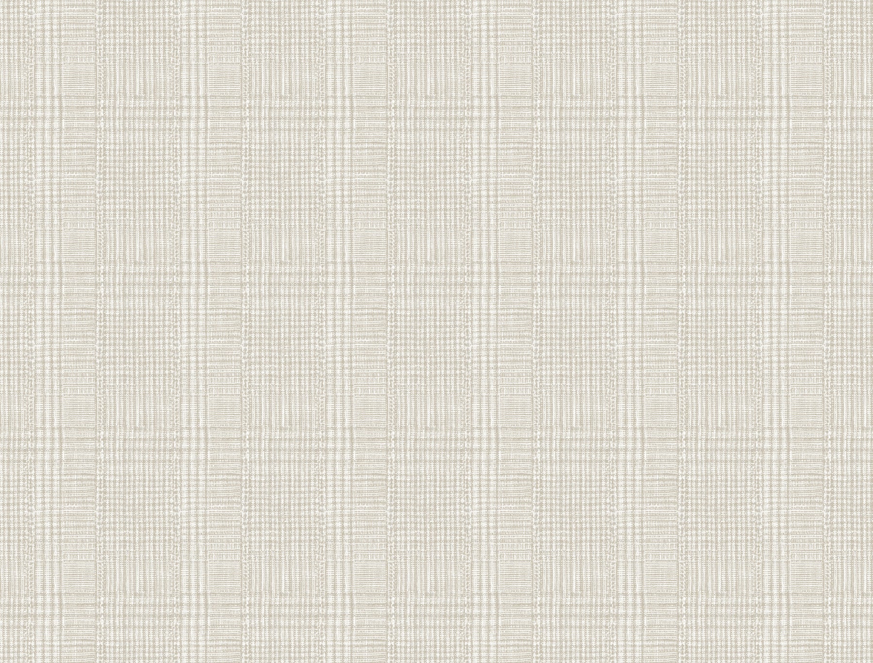 Off-white shirting plaid wallpaper with a fine crosshatch texture.