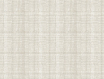 Off-white shirting plaid wallpaper with a fine crosshatch texture.