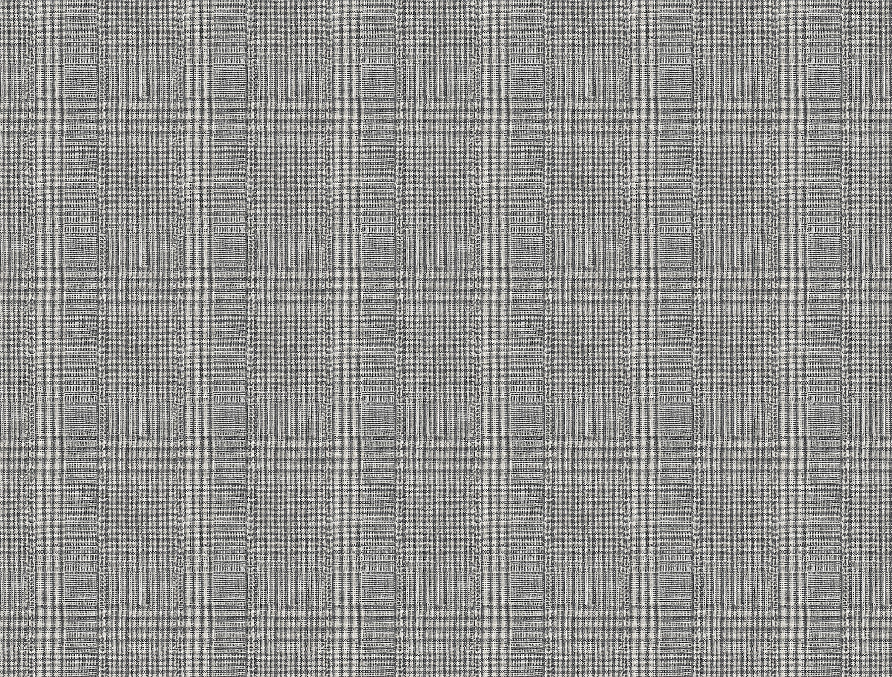 Black plaid wallpaper with a woven texture and subtle checks.