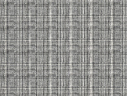 Black plaid wallpaper with a woven texture and subtle checks.
