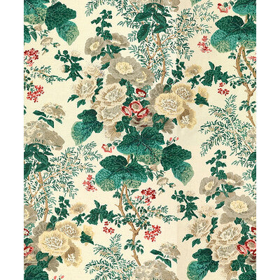 LEE JOFA PRINT BOTANICAL & FLORAL ,,   - HOLLYHOCK HAND.WHT-BRO.0