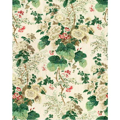 LEE JOFA PRINT BOTANICAL & FLORAL ,,   - HOLLYHOCK HAND.WHTBRO.0