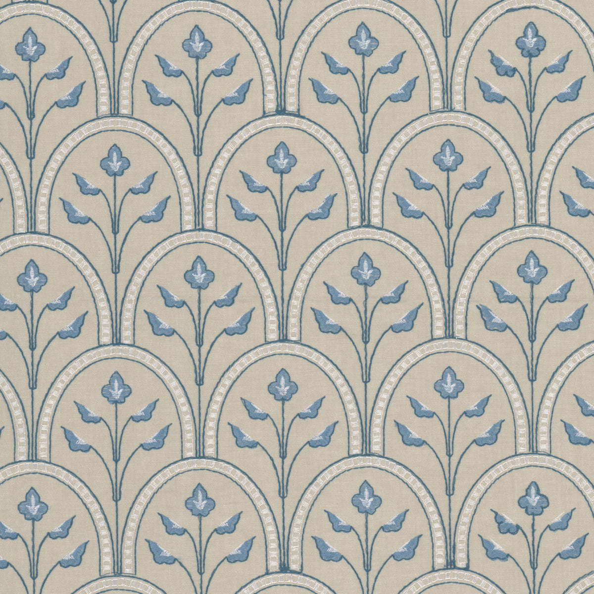 STOUT TEXTILES  MULTIPURPOSE,EMBROIDERIES TRANSITIONAL,, FRAME DESIGN BLUE   - HOUK-2