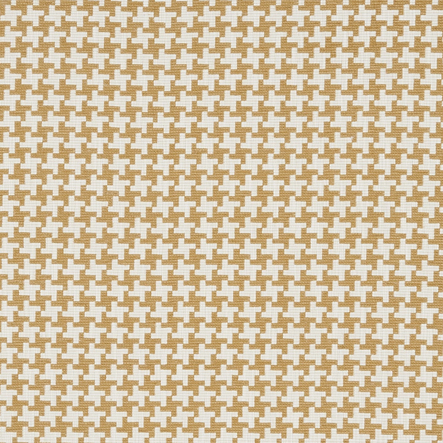 Yellow, mustard and cream houndstooth woven chenille fabric pattern, suitable for upholstery.
