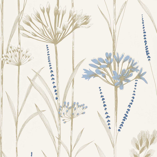 HARLEQUIN Gardinum Wallpaper Leaves , Trees Chalk,Wedgewood,Gold  Rotary Printed Wallpaper - HPOW110557