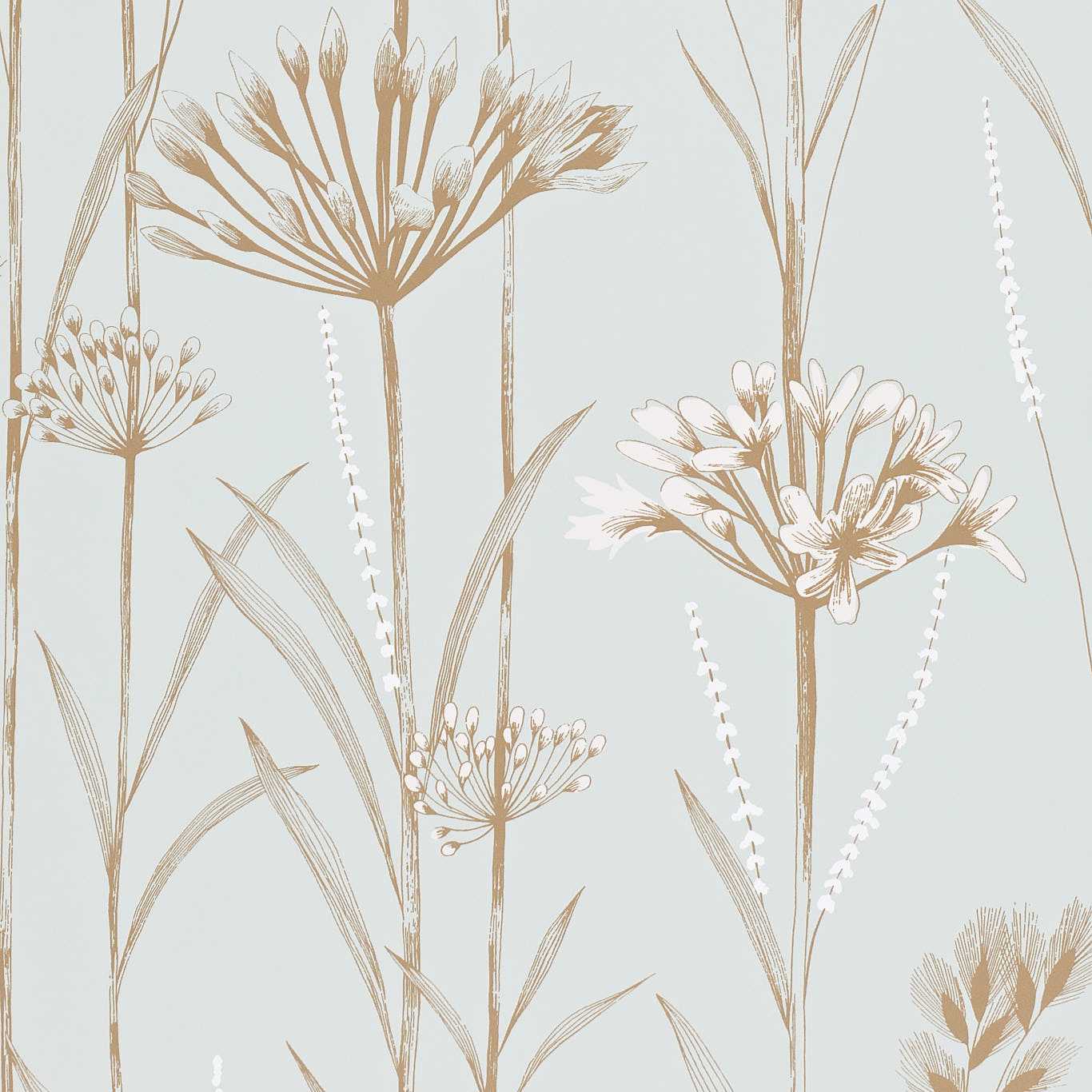 HARLEQUIN Gardinum Wallpaper Leaves , Trees Seafoam,Chalk,Gold  Rotary Printed Wallpaper - HPOW110558