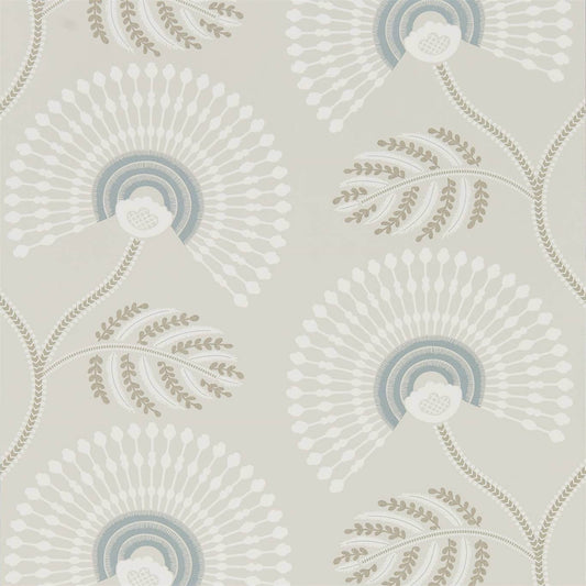 HARLEQUIN Louella Wallpaper Contemporary, Floral Seaglass,Pearl  Rotary Printed Wallpaper - HPUT111910
