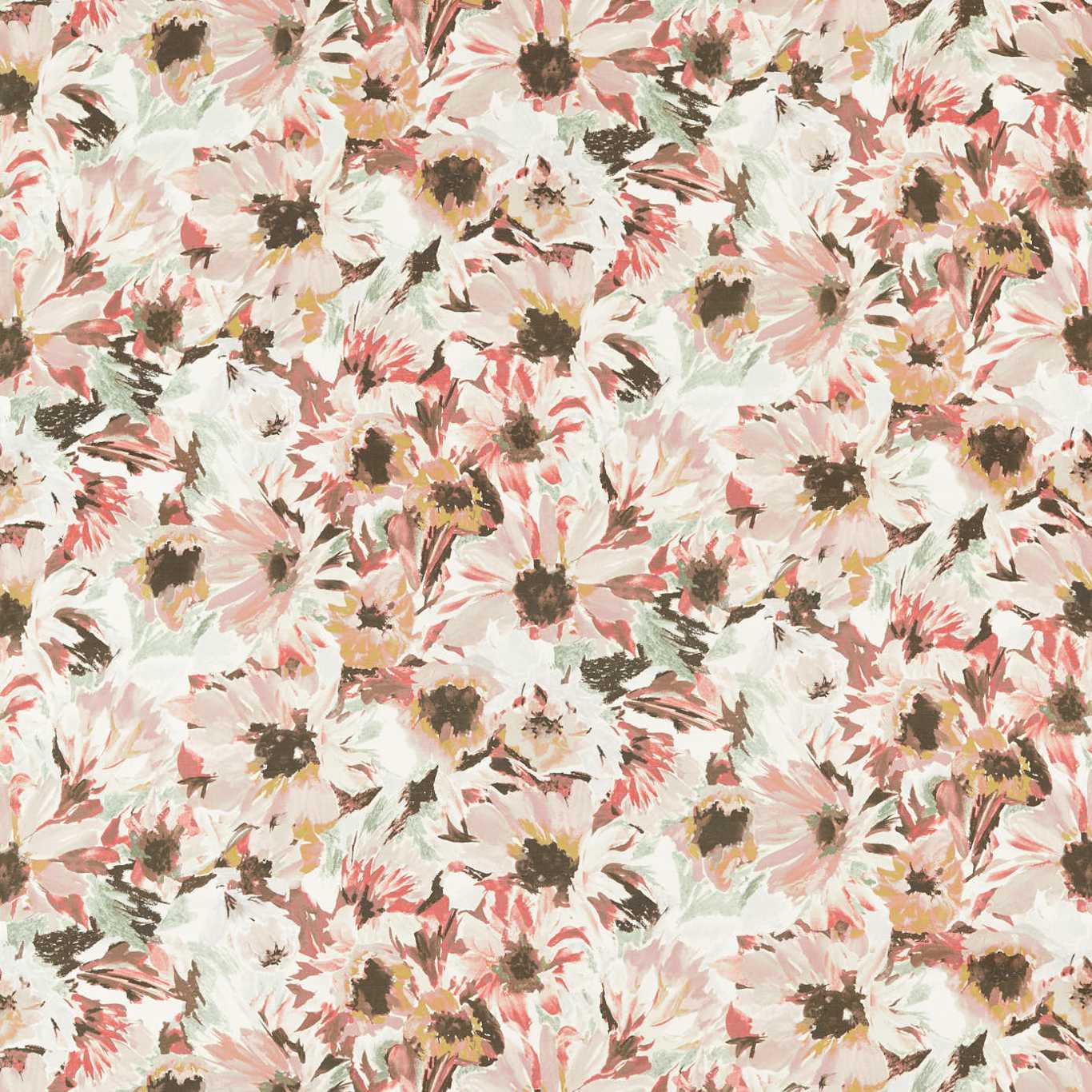 HARLEQUIN Helianthus Fabric Contemporary, Floral Moonstone,Succulent,Bleached Coral   - HQN2121074