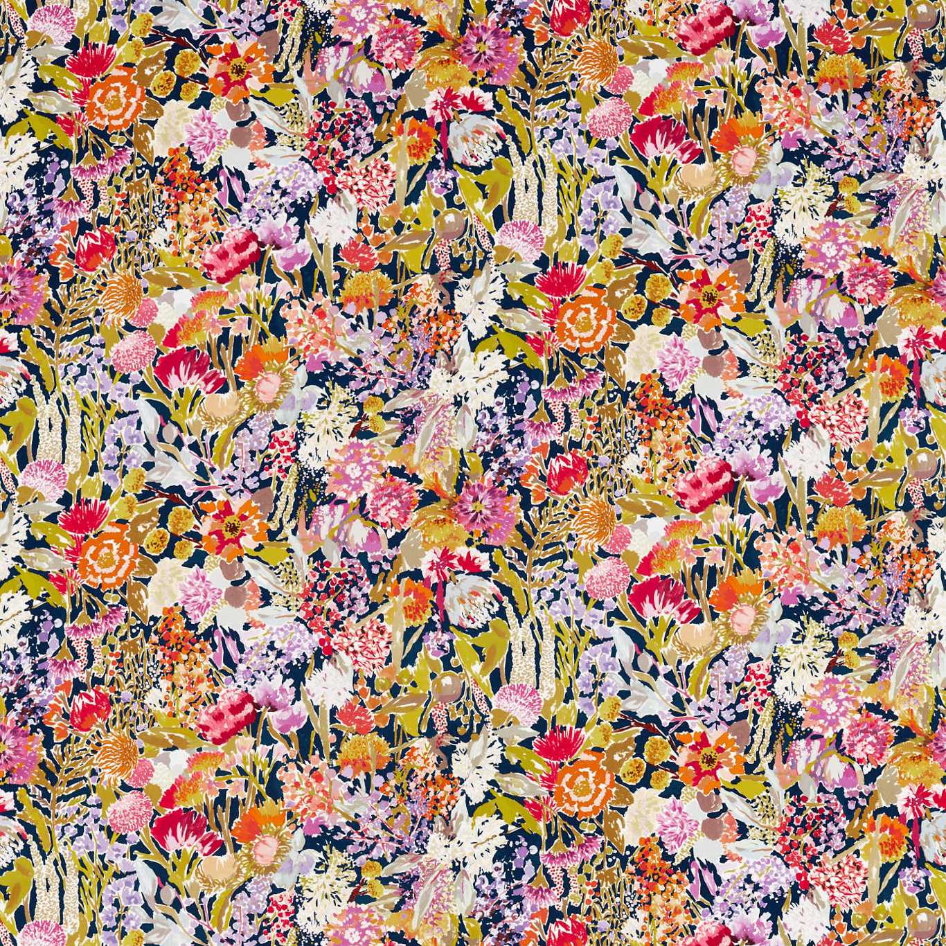 HARLEQUIN Sanguine Fabric Contemporary, Floral Pomegranate,Clementine,Peony,Blueberry   - HQN2121080