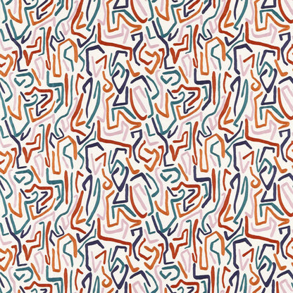 HARLEQUIN Synchronic Fabric Abstract , Graphic Brazilian Rosewood,Onsen,Fire   - HQN2133873