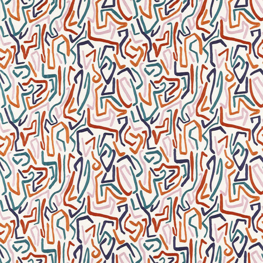 HARLEQUIN Synchronic Fabric Abstract , Graphic Brazilian Rosewood,Onsen,Fire   - HQN2133873