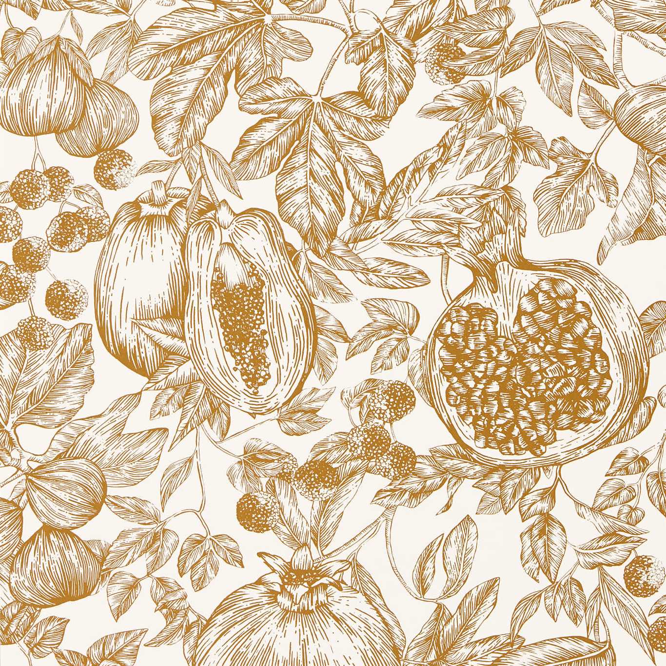 Harlequin Melograno Wallpaper Classic Floral Gold,Awakening  Rotary Printed Wallpaper - HQN3112925