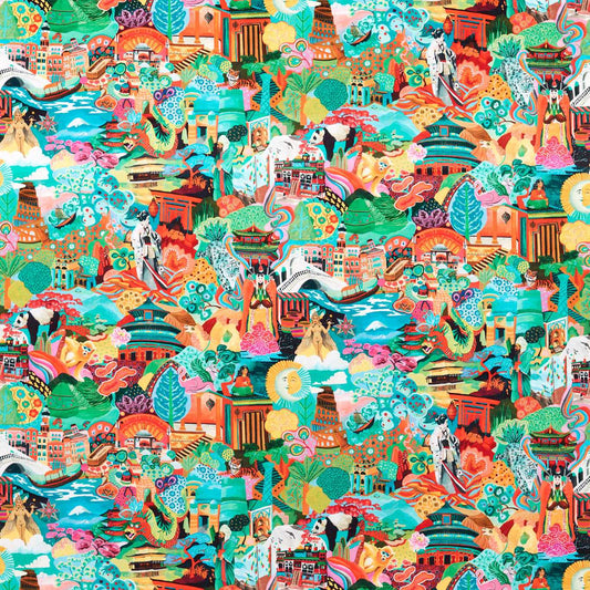 Harlequin Journey of Discovery Fabric Landscapes Velvet Ionian,Harissa,Emerald    - HQN3121125