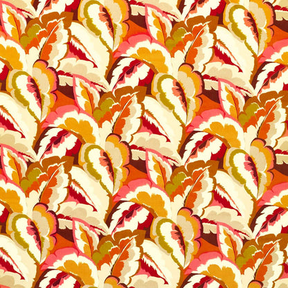 Harlequin Calathea Fabric Leaves , Trees Amber Light,Brazilian Rosewood,Pomegranate,Shiitake   - HQN3121136