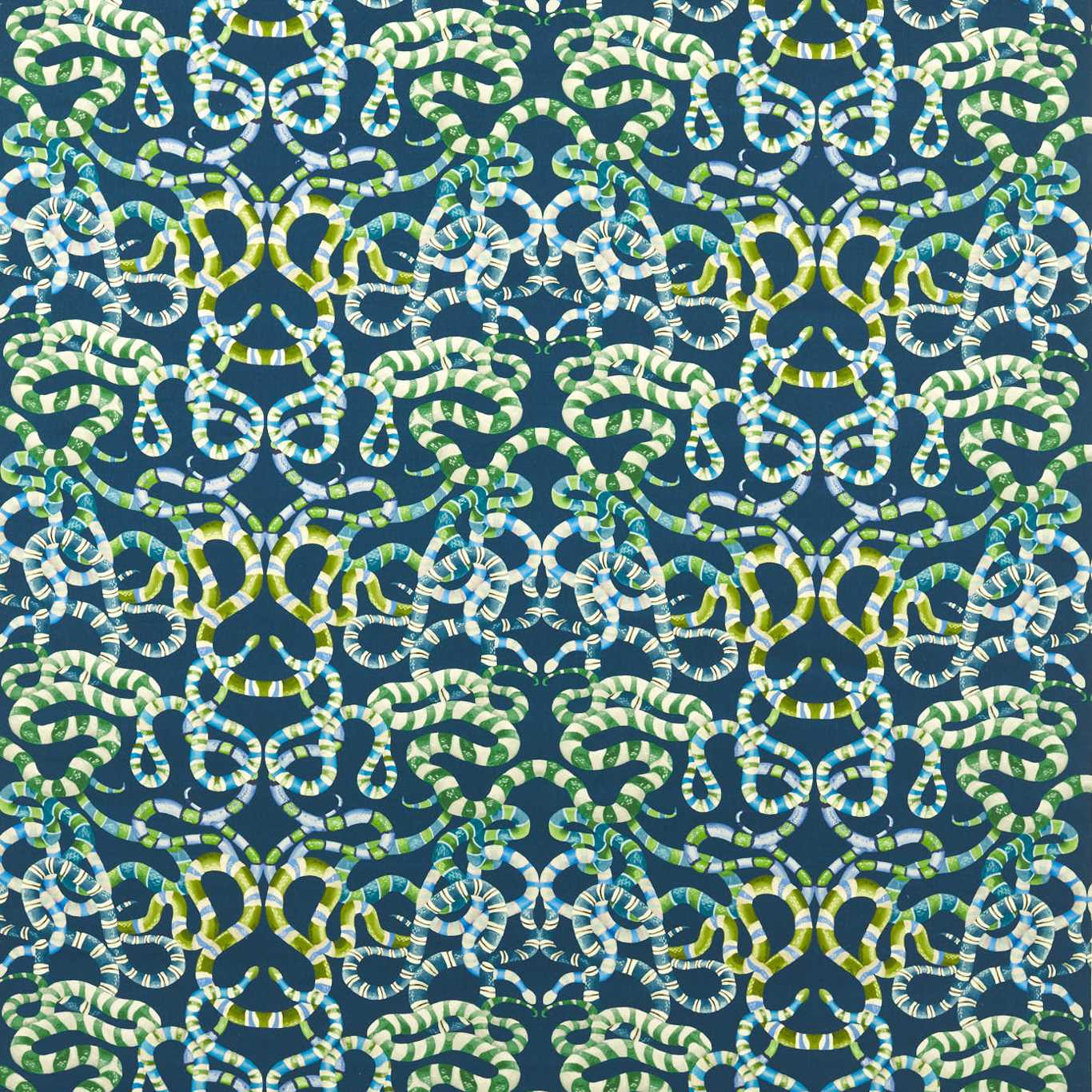 Harlequin Serpenti Velvet Fabric Animals Onsen,Emerald,Azul   - HQN3121139