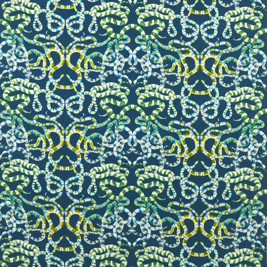 Harlequin Serpenti Velvet Fabric Animals Onsen,Emerald,Azul   - HQN3121139