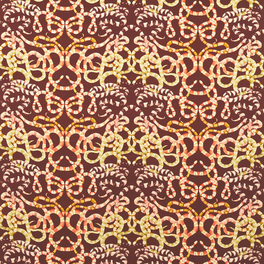 Harlequin Serpenti Velvet Fabric Animals Brazilian Rosewood,Grounded,Amber Light   - HQN3121140